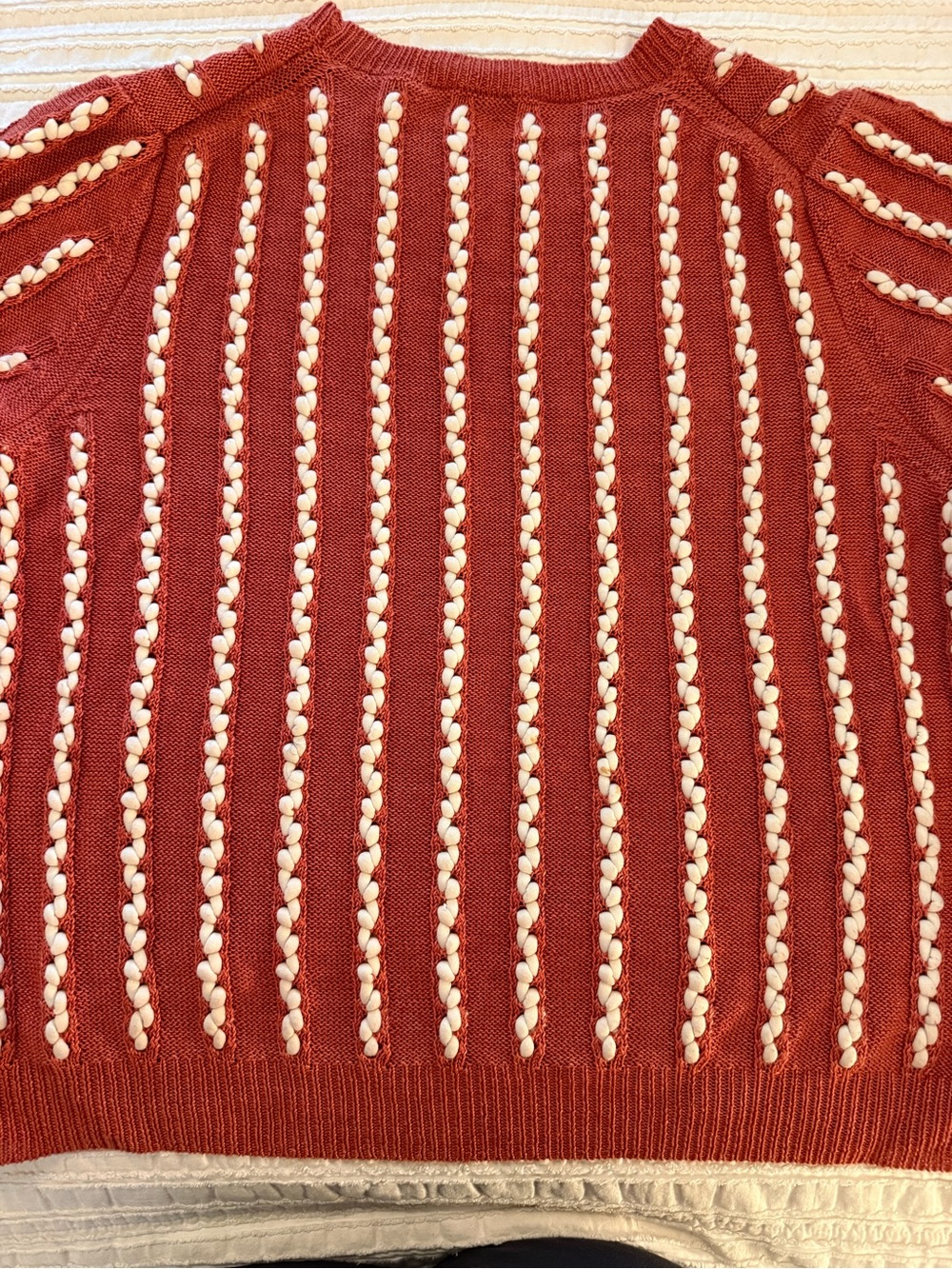 Jason Wu Orange/rust colored Sweater with Cream Knit Stripes - Picture 3 of 5
